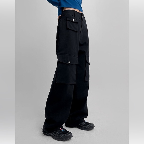 Blackup Korea Cotton Cargo Pants Black - Picture 1 of 4